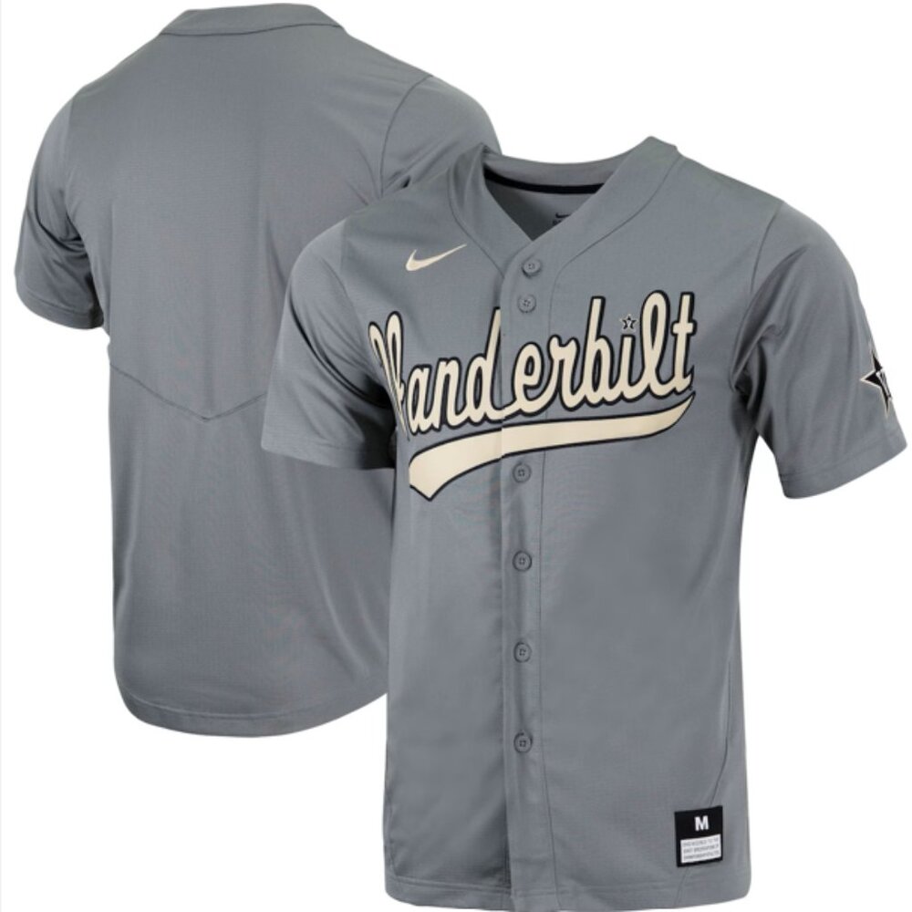Vanderbilt Commodores Nike Replica Full-Button Baseball Charcoal Jersey XXL New
